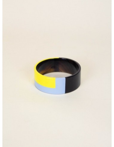 Bracelet large en laque bicolore Jaune/Bleu plus qu'un jeu 