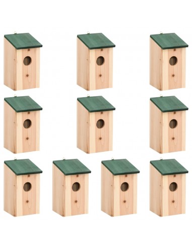 Nichoirs 10 Pcs Bois De Sapin Massif 12X12X22 Cm offre 