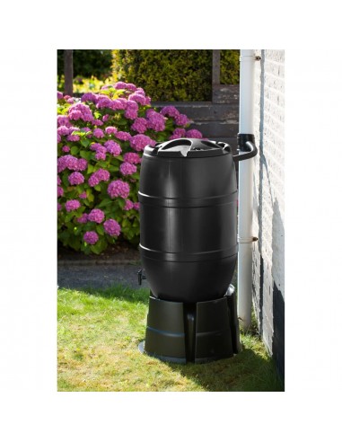 Récupérateur d'Eau de Pluie Cylindrique 120L - Noir français