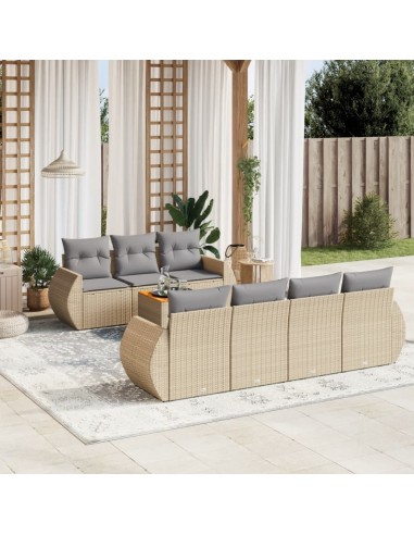 Salon De Jardin Résine Tressée Avec Coussins 8 Pcs Pour