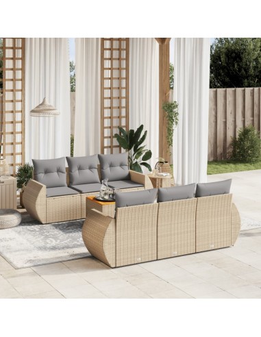 Salon De Jardin Résine Tressée Avec Coussins Confortables 7 Pcs offre 