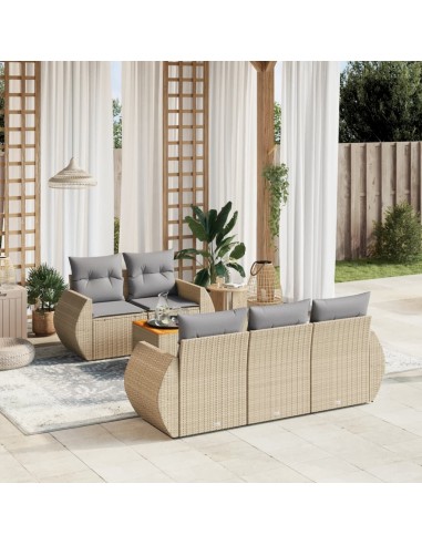 Salon De Jardin Résine Tressée Avec Coussins 6 Pcs Beige 2024