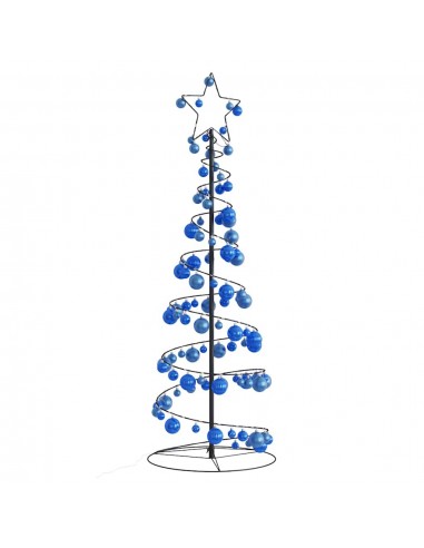 Sapin Spirale LED Lumineux Avec Boules 100 LED Bleu Clair chez Cornerstreet bien 