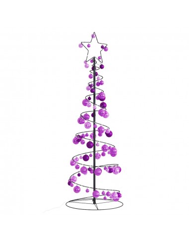 Sapin Spirale LED Lumineux Avec Boules 100 LED Lila JUSQU'A -70%! 