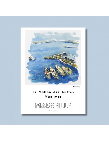 Affiche - Le Vallon des Auffes Vue Mer - FafaComey les ctes