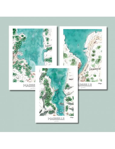 Lot d'affiches Calanques - Watergame hantent personnes